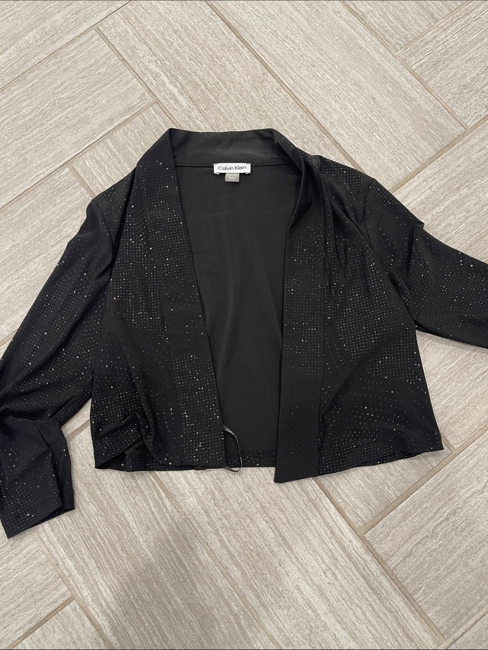 Calvin Klein Black Sparkle Cropped Open Cardigan